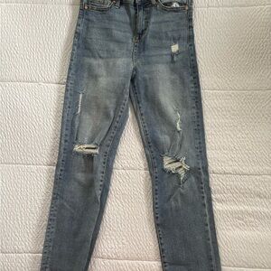 Kendall and Kylie High rise straight ripped jeans